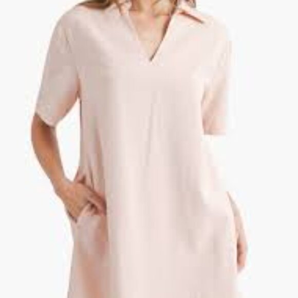 Poppy and Pink Rita Collared Linen Dress in Light Pink, Brand New - Picture 1 of 3